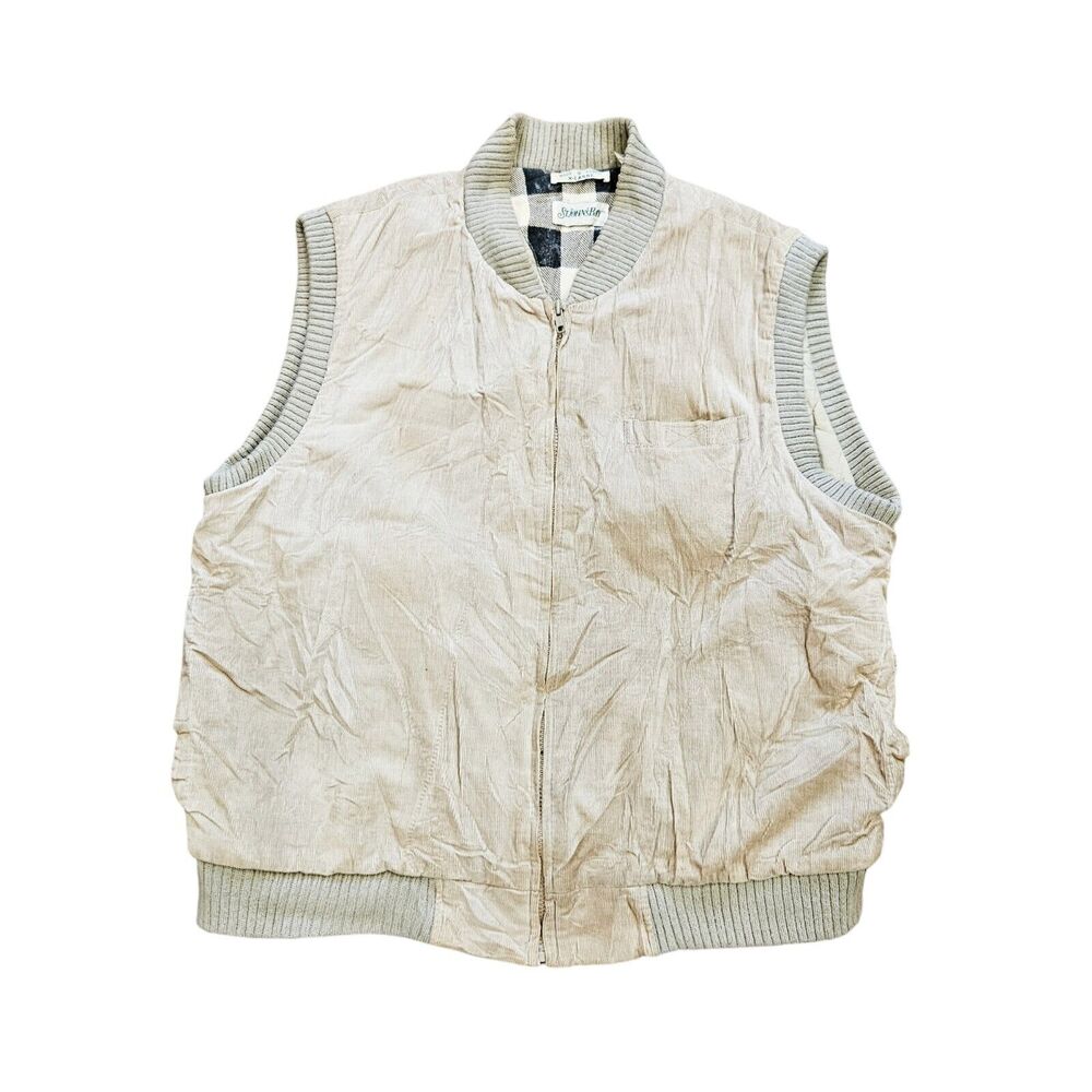 Vtg St Johns Bay Corduroy Vest Mens XL Flannel Quilt Lined Gorpcore Fishing 90s
